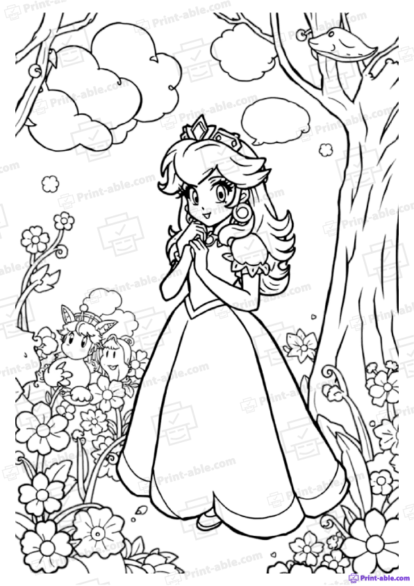 Princess Peach Coloring Page
