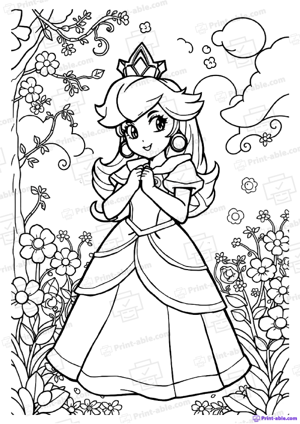 Princess Peach Coloring Page