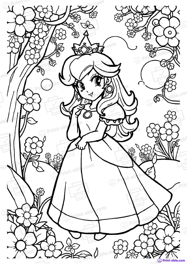Princess Peach Coloring Page