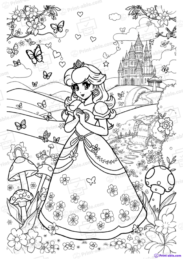 Princess Peach Coloring Page