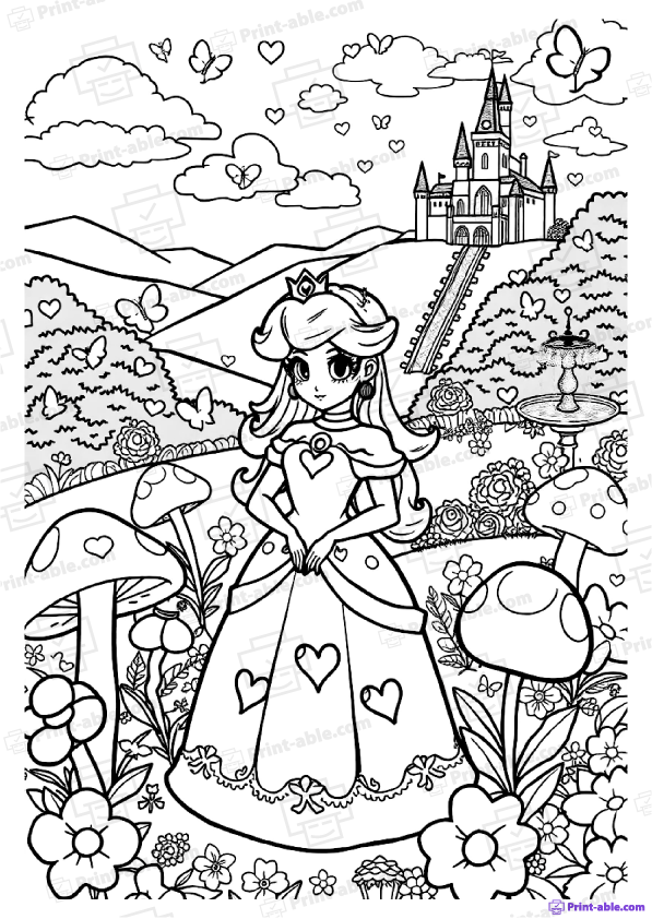 Princess Peach Coloring Page