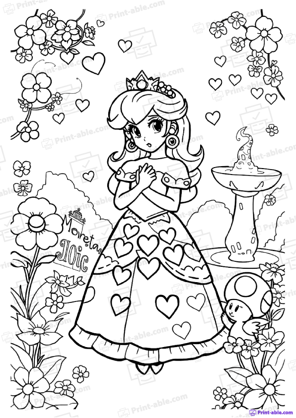 Princess Peach Coloring Page