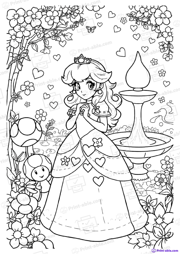 Princess Peach Coloring Page