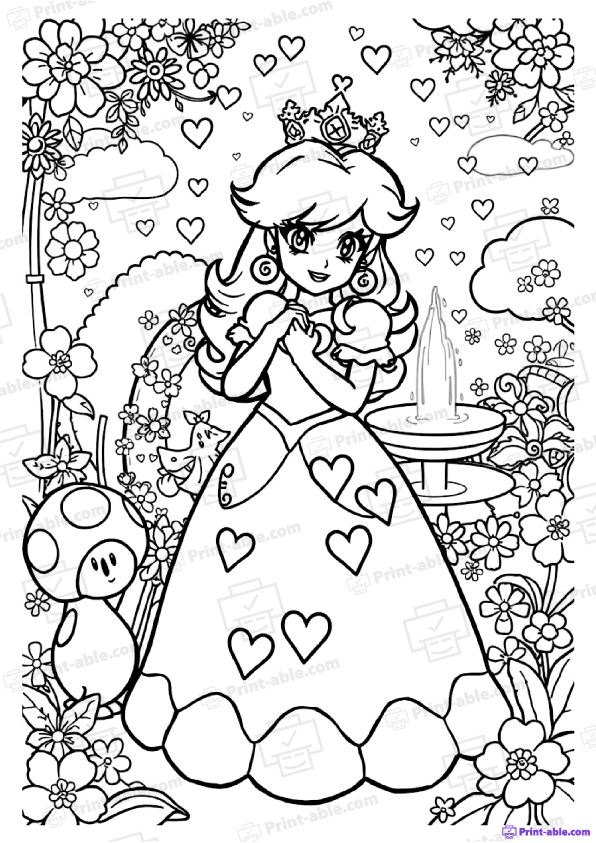 Princess Peach Coloring Page
