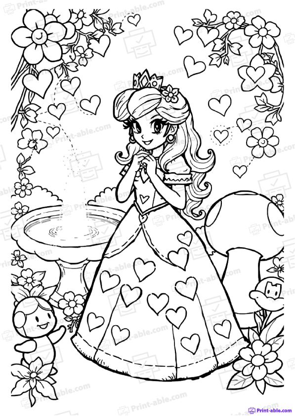 Princess Peach Coloring Page