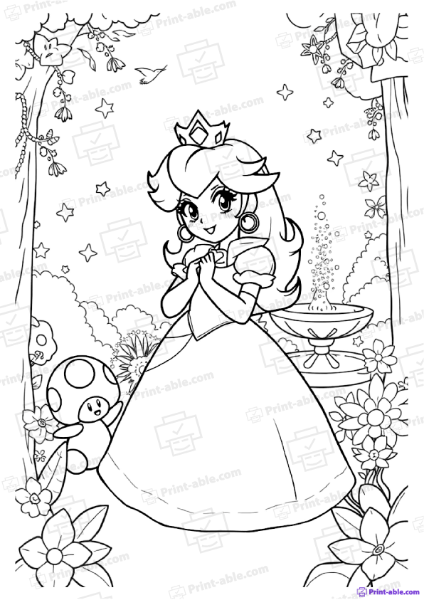 Princess Peach Coloring Page