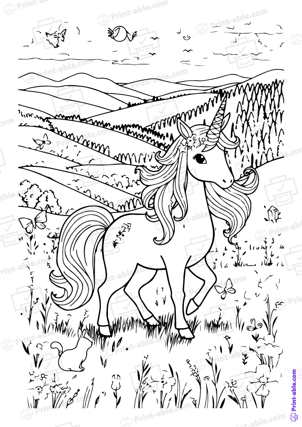 Unicorn Coloring Page