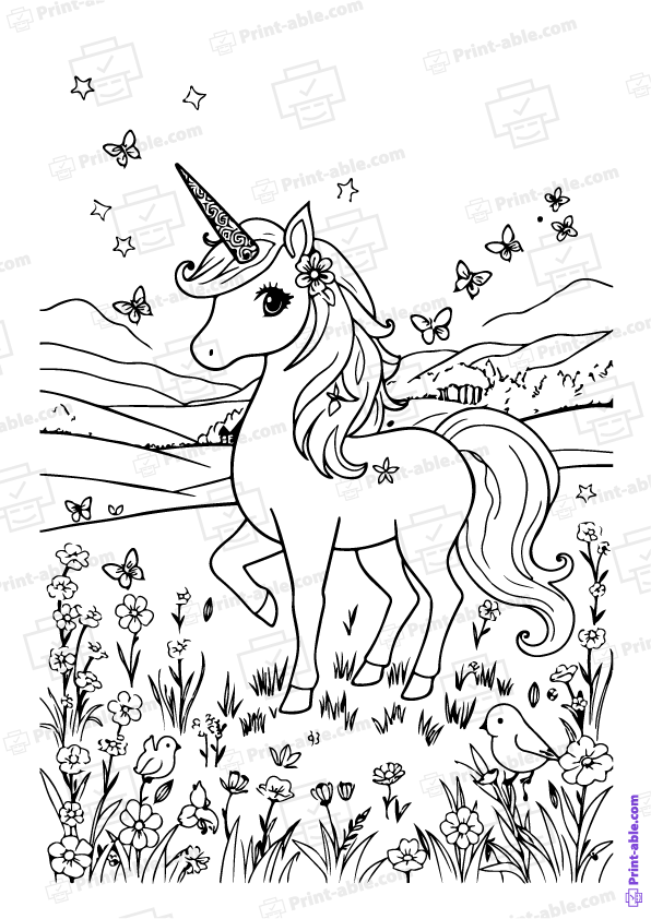 Unicorn Coloring Page