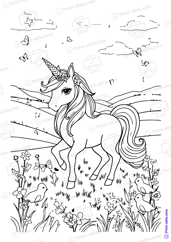 Unicorn Coloring Page