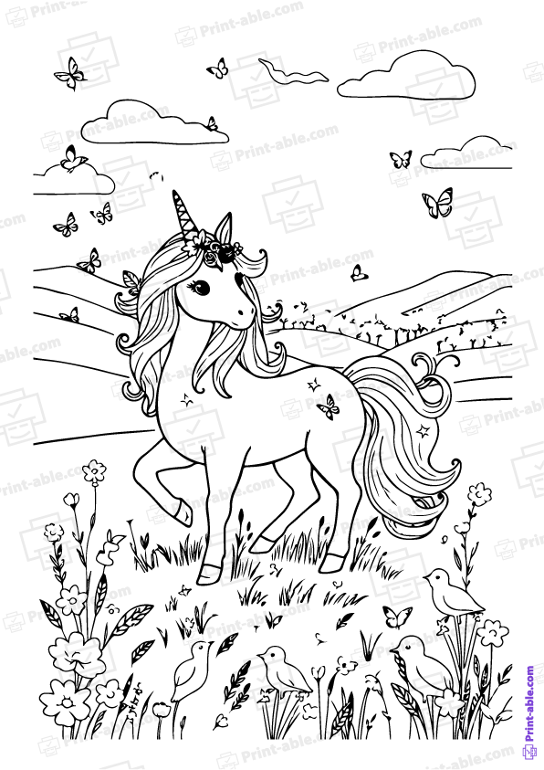 Unicorn Coloring Page