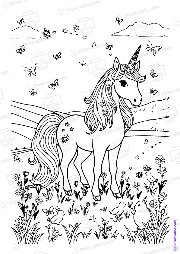 Unicorn Coloring Page
