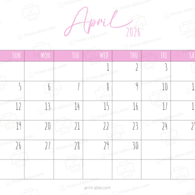 April 2026 Calendar