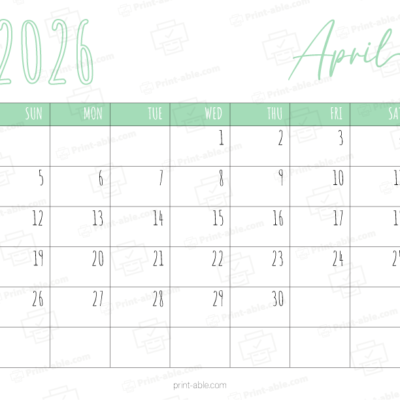 April 2026 Calendar