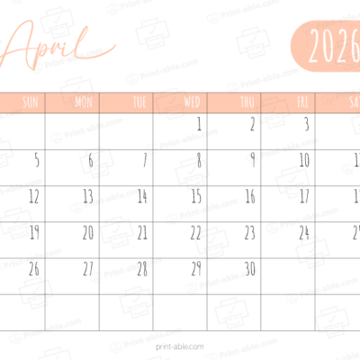 April 2026 Calendar