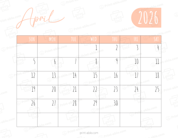 April 2026 Calendar