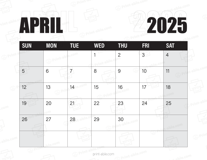 April 2026 Calendar