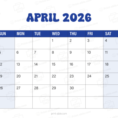 April 2026 Calendar