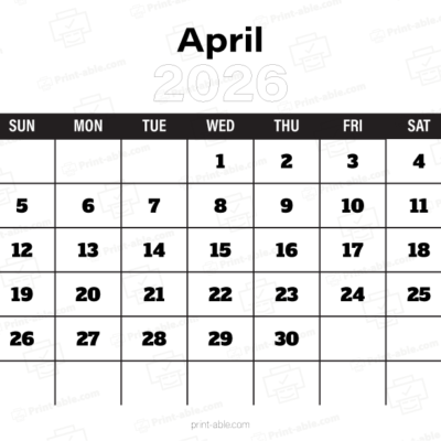 April 2026 Calendar