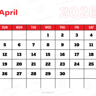 April 2026 Calendar