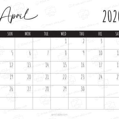 April 2026 Calendar