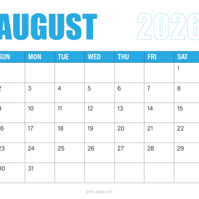 August 2026 Calendar