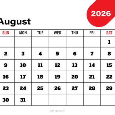 August 2026 Calendar