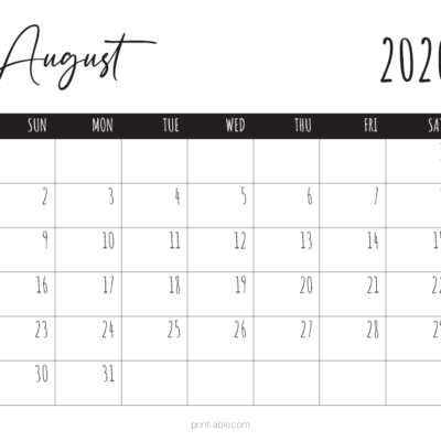 August 2026 Calendar