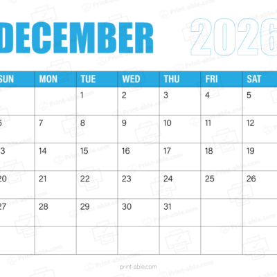 December 2026 Calendar