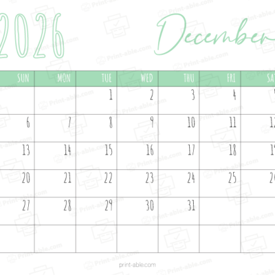 December 2026 Calendar