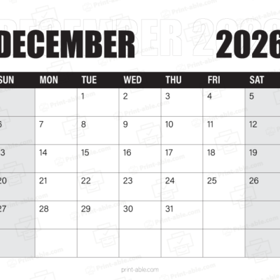 December 2026 Calendar