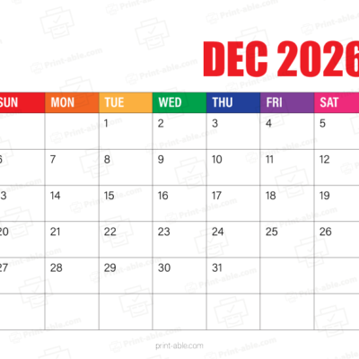 December 2026 Calendar