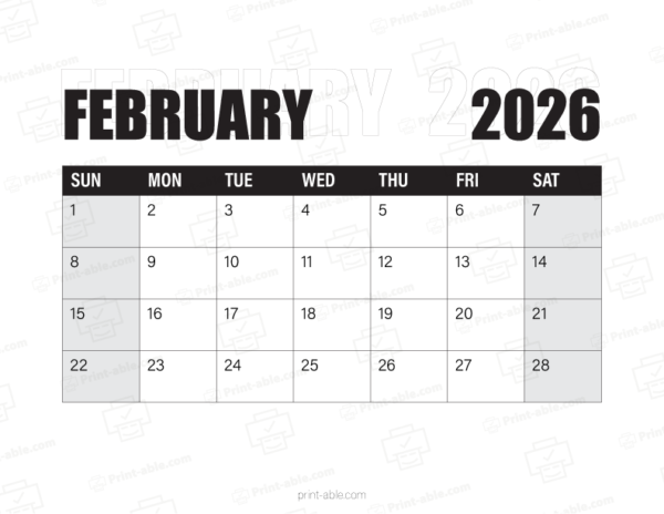 February 2026 Calendar