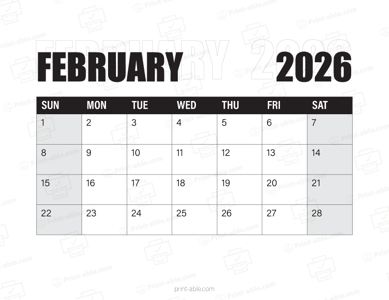 February 2026 Calendar