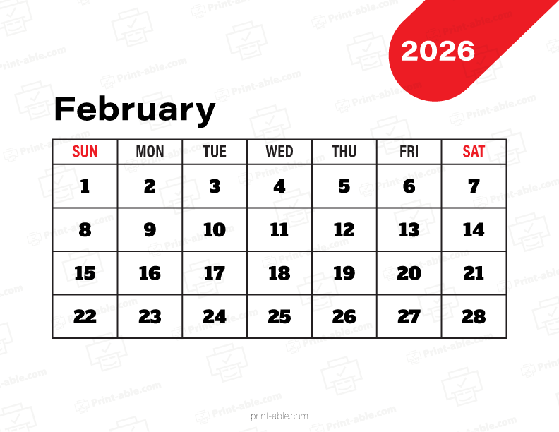 February 2026 Calendar