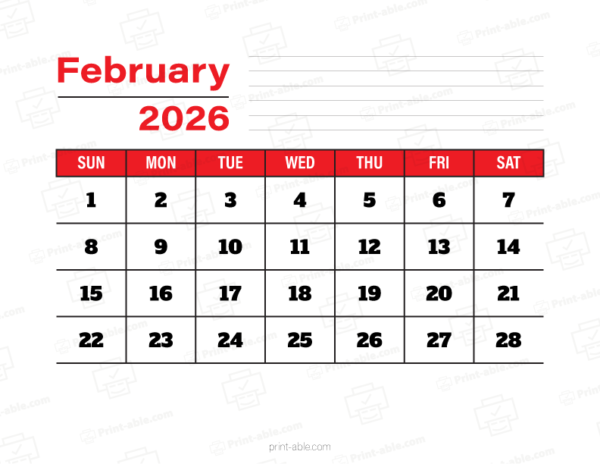 February 2026 Calendar
