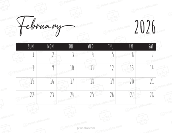 February 2026 Calendar