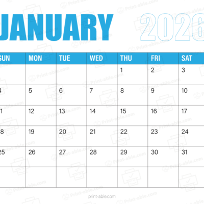 January 2026 Calendar Printable