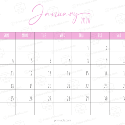 January 2026 Calendar Printable