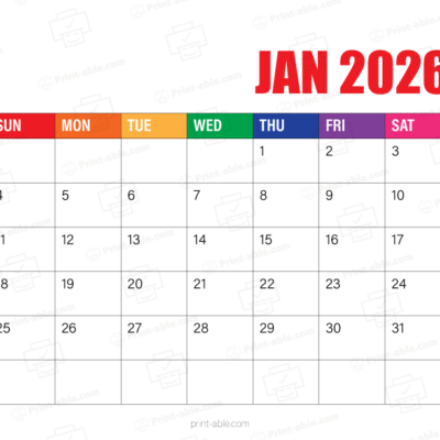 January 2026 Calendar Printable
