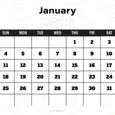 January 2026 Calendar Printable