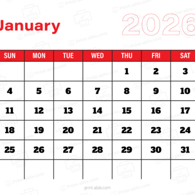 January 2026 Calendar Printable