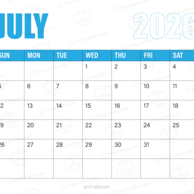 July 2026 Calendar