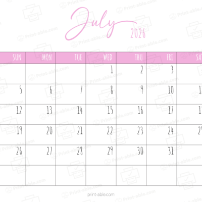 July 2026 Calendar