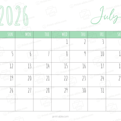 July 2026 Calendar