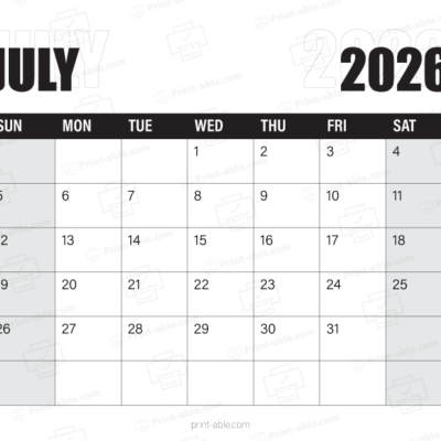 July 2026 Calendar