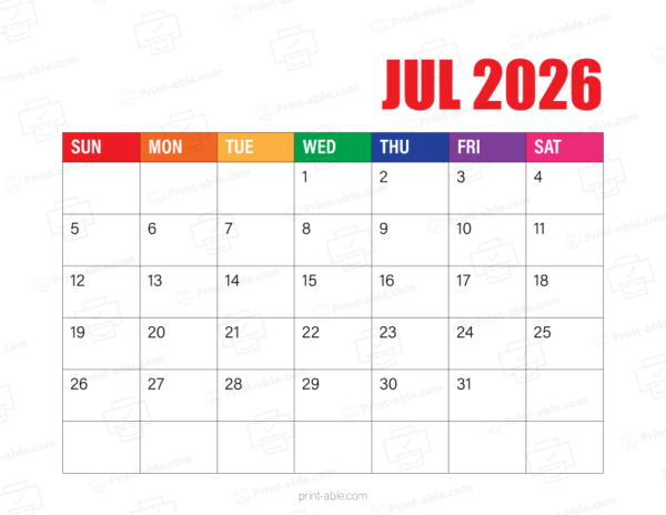 July 2026 Calendar