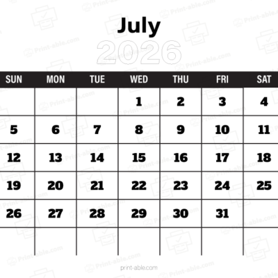 July 2026 Calendar