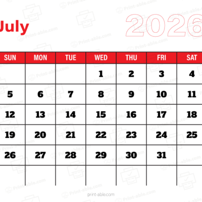 July 2026 Calendar