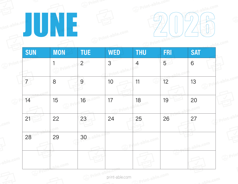 June 2026 Calendar