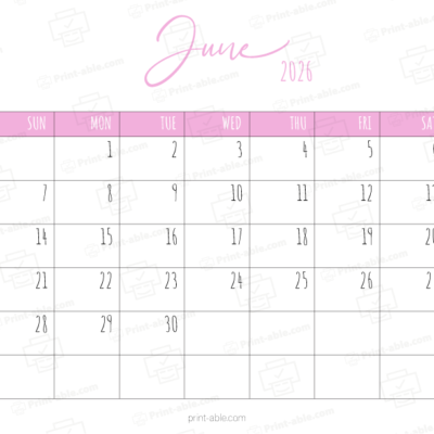 June 2026 Calendar